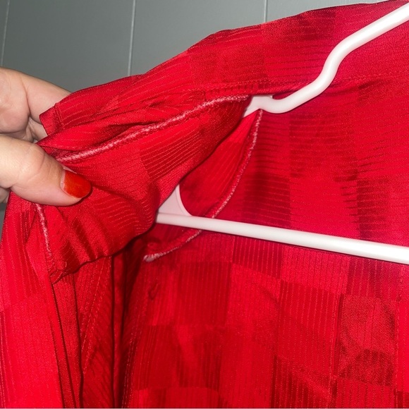 Liz Claiborne Sport Vintage Drop Waist Red Checkered Dress 100% Silk Size 8 - Picture 3 of 9